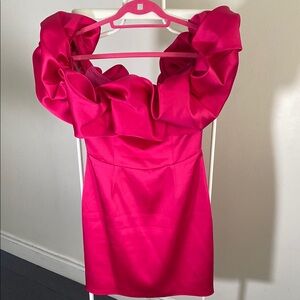Pink Off the Shoulder Sheath Cocktail Dress